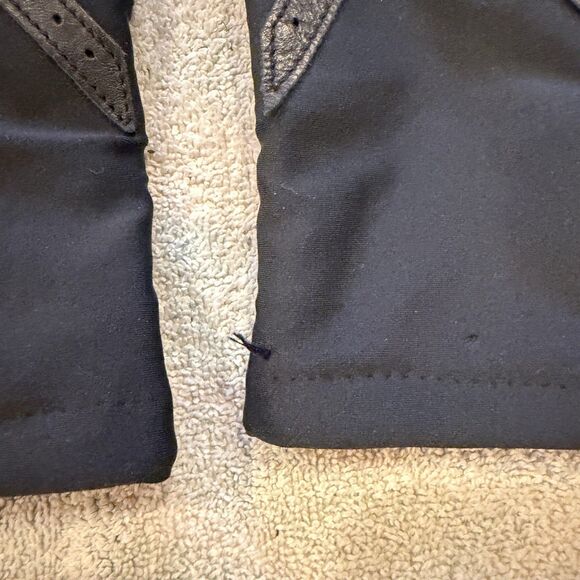 Vtg Isotoner Black Nylon Leather Driving Gloves Classic Wrist Luxury Aris 115 OS - Picture 3 of 4